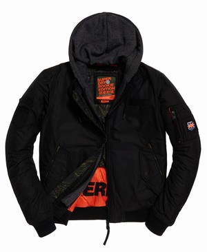 Superdry Rookie Flight Bomber Férfi Kabát Fekete | CBJLS0819